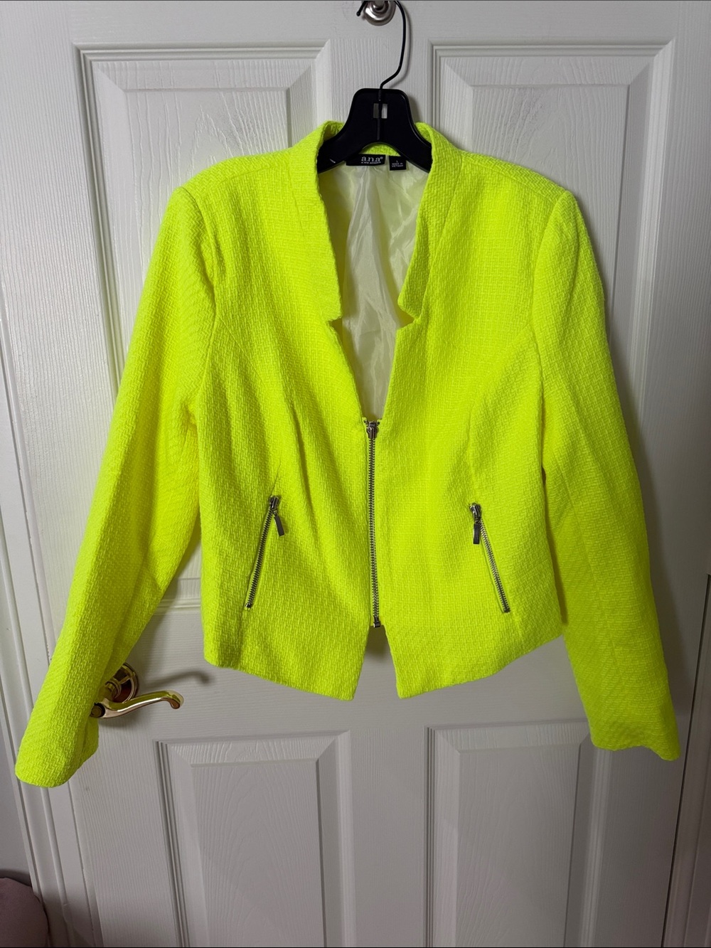 ANA Neon Yellow Textured Zip Jacket large